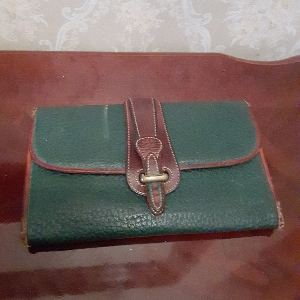 Dooney and Burke Wallet Green Pebble Checkbook Wallet Vintage